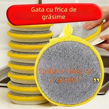Burete dublu față din bumbac pentru vase – bloc de curățare bucătărie, rezistent la grăsime