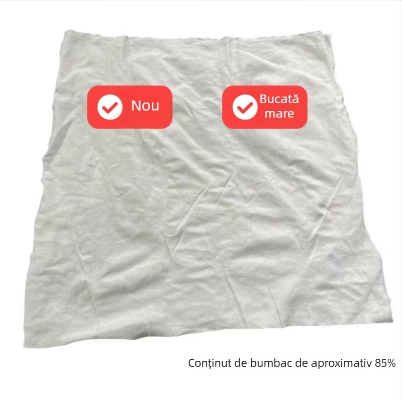 Cârpe industriale din bumbac 100% albe, fără scame, absorb apă și ulei.