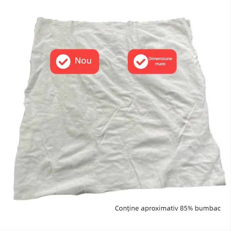 Cârpe industriale din bumbac 100% albe, fără scame, absorb apă și ulei.