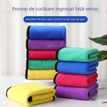 Prosop de bucătărie din microfibră cu catifea corală – respinge uleiul, absorbant, poate fi atârnat, pentru curățare, fără scame