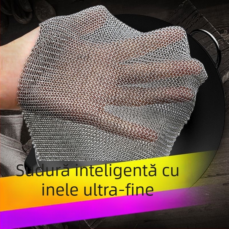316L oțel inoxidabil, grad alimentar — set curățare vase cu plasă pentru spălat oale, plasă de frecare, bilă metalică și perie pentru vase