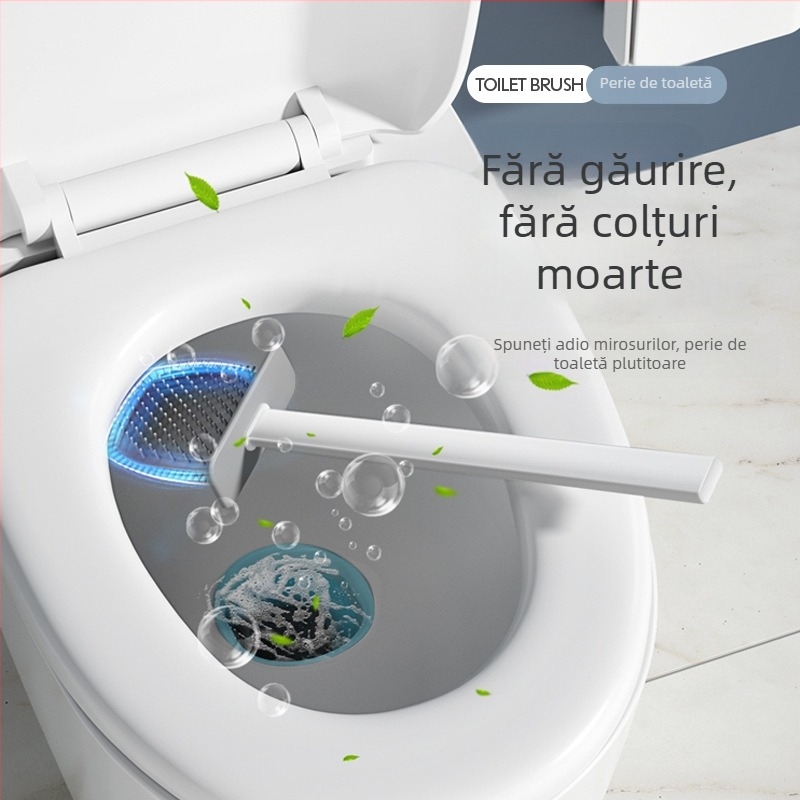 Perie de toaletă din silicon cu bilă de oțel pentru curățare temeinică, perie pentru spații înguste în baie