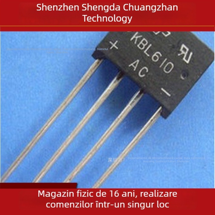 Pod redresor KBU610, tip plat, 6A 1000V, nou în stoc, 5 buc.