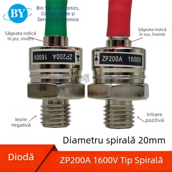 ZP200A 2CZ200A Diodă rectificatoare spirală, siliciu, 1200–1600 V (înainte/înapoi)