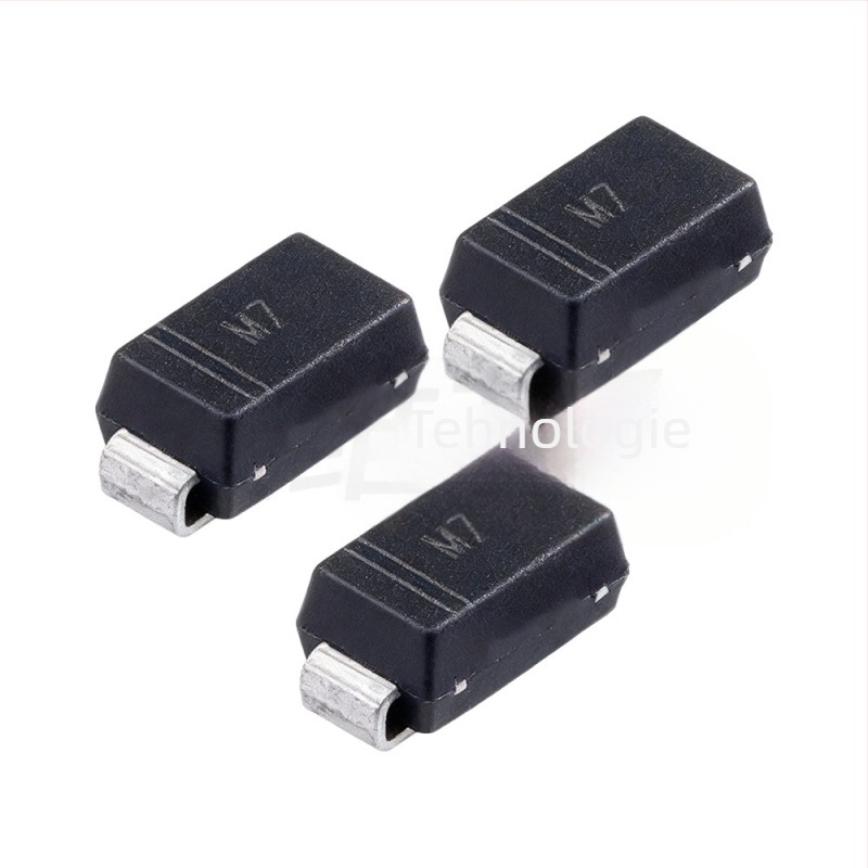 Diodă redresoare M7 în pachet SMA (DO-214AC), tensiune inversă 1 kV, curent 1 A