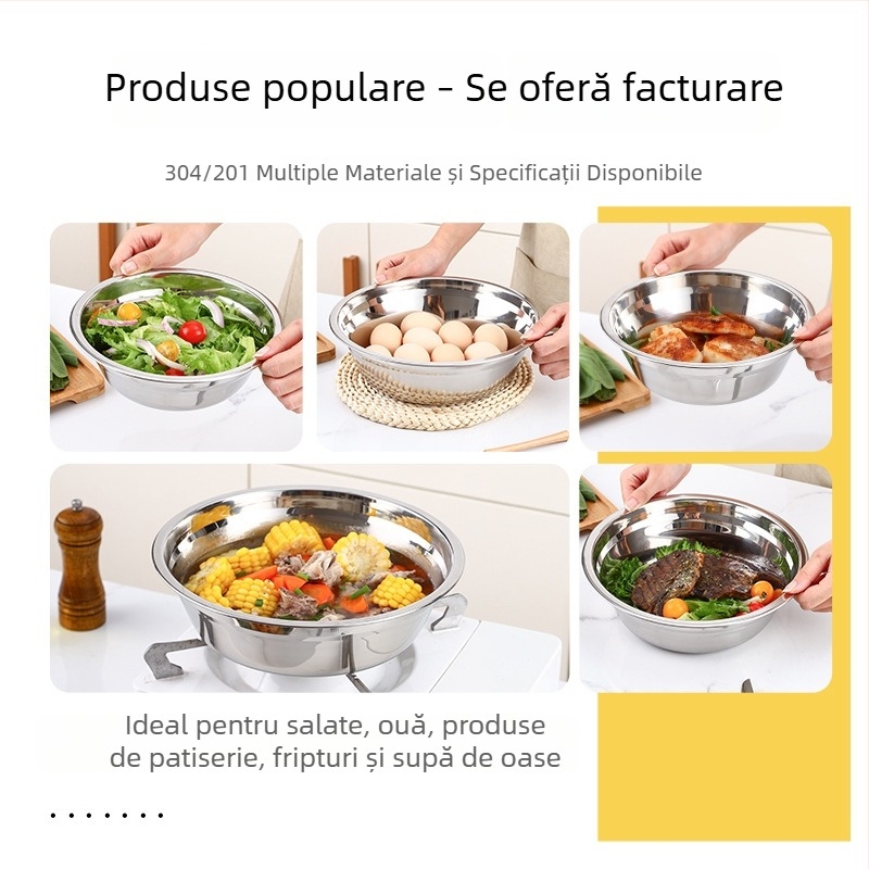 ARKIE Boluri de supă din oțel inoxidabil 304 – pentru uz casnic și bucătărie, boluri mici pentru animale de companie, utilizare comercială, diametre 12–28 cm