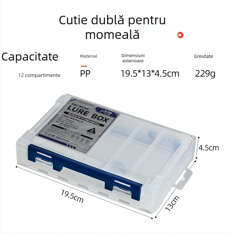 Cutie impermeabilă pentru năluci, cu două fețe și spațiu pentru paiete