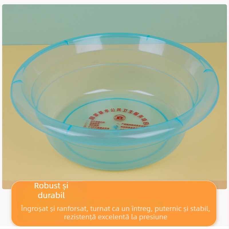 Vas circular din plastic transparent pentru uz casnic, vas mare îngroșat pentru spălarea feței, a părului și a picioarelor