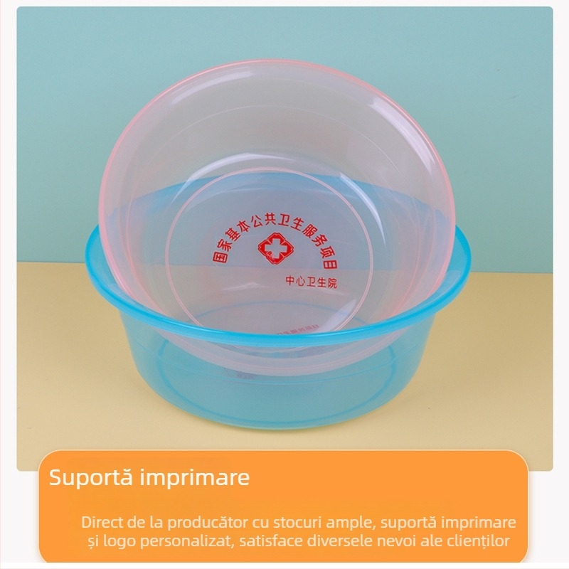 Vas circular din plastic transparent pentru uz casnic, vas mare îngroșat pentru spălarea feței, a părului și a picioarelor