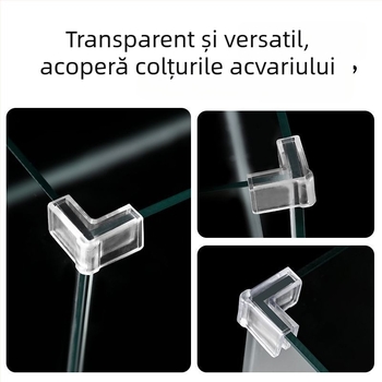 Protecție pentru colț de acvariu din acril, elastică, transparentă, cu design triunghi dreptunghi