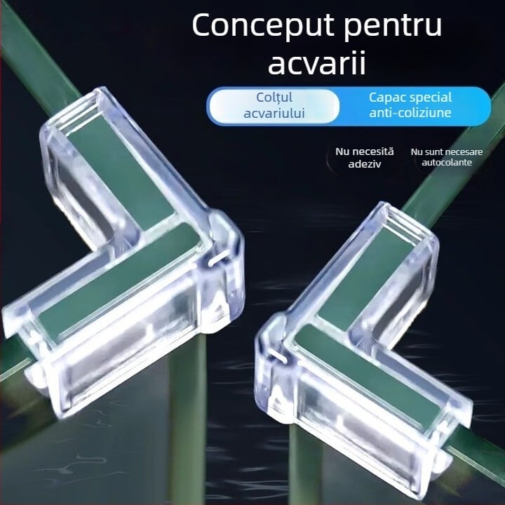 Protecție pentru colț de acvariu din acril, elastică, transparentă, cu design triunghi dreptunghi