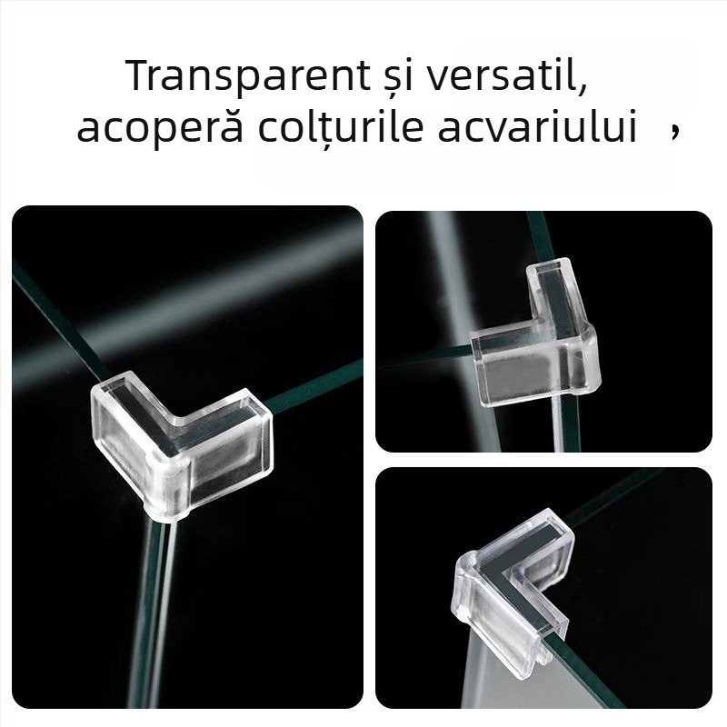Protecție pentru colț de acvariu din acril, elastică, transparentă, cu design triunghi dreptunghi