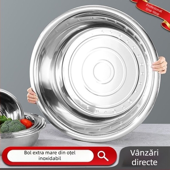 Vas mare din oțel inoxidabil, calitate alimentară, îngroșat, pentru spălat legume și frământat aluat, bucătărie de casă