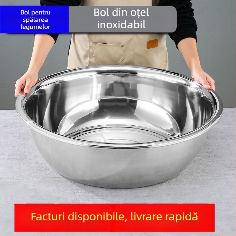 Vas mare din oțel inoxidabil, calitate alimentară, îngroșat, pentru spălat legume și frământat aluat, bucătărie de casă
