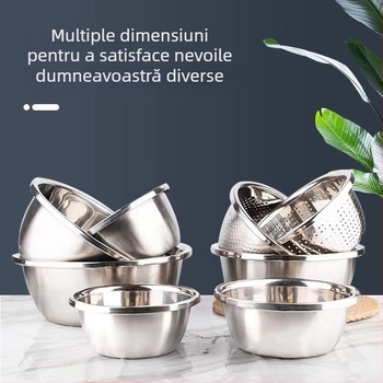 Vas de bucătărie din oțel inoxidabil, capacitate mare, pentru condimente, gătit, spălat legume, bătut ouă și frământat aluat.