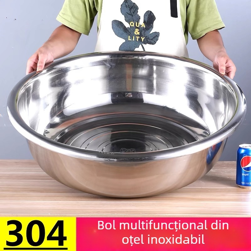 Vas din oțel inoxidabil, grosime extra, mare pentru uz casnic și comercial, pentru spălat legume, haine și baie.