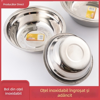 Vas din oțel inoxidabil pentru bucătărie, nemagnetic, cu pereți groși, pentru frământarea aluatului, spălarea legumelor, bătutul ouălor și servirea supei
