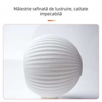 Abajur din sticlă soda-lime cu dungi, sferic, culoare alb lăptos, accesoriu DIY pentru lustre (fără bec)