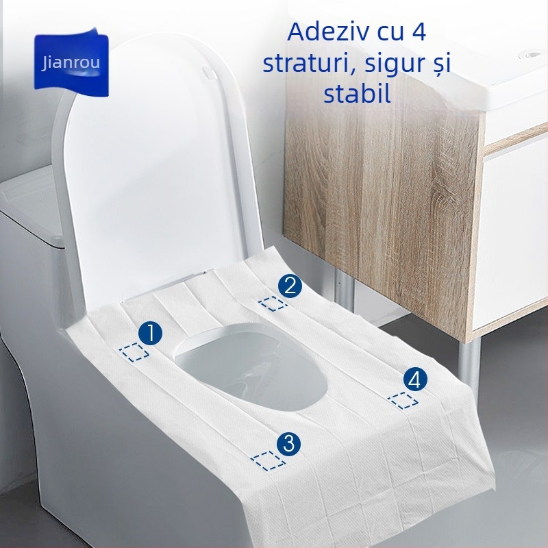 Protecție de unică folosință pentru capacul toaletei cu acoperire completă, pentru maternitate, călătorii, protecție impermeabilă a toaletei