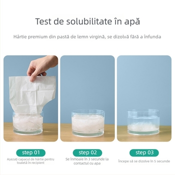 Hartie protector de vas de toaletă, de unică folosință, ambalaj individual, solubilă în apă, pentru călătorii