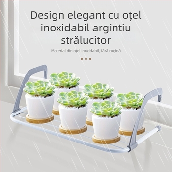 Uscător de haine din oțel inoxidabil, cu două bare, pliabil, pentru balcon și pervaz, organizator pentru haine și pantofi