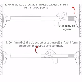 Bară telescopică din oțel inoxidabil, fără găuri – pentru dulap, uscător haine, perdele de baie și perdele de dormitor