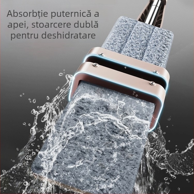 Mop plat pentru uz casnic – curățare într-un singur pas, fără atingere cu mâinile, model nou, instrument de curățare a podelei