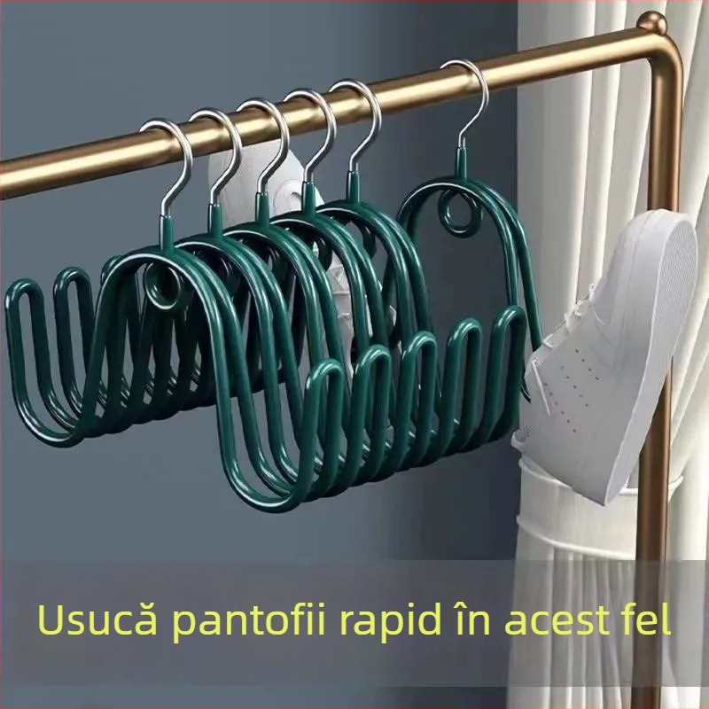 Raft uscat pantofi din oțel inoxidabil pentru balcon, design anti-vânt, uscare în interior și exterior, formă aripă