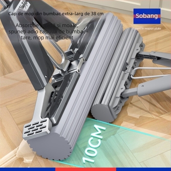 Saobang mop cu burete absorbant, pliabil, stoarce apa, lavabil manual, îndepărtarea bumbacului cu un singur clic
