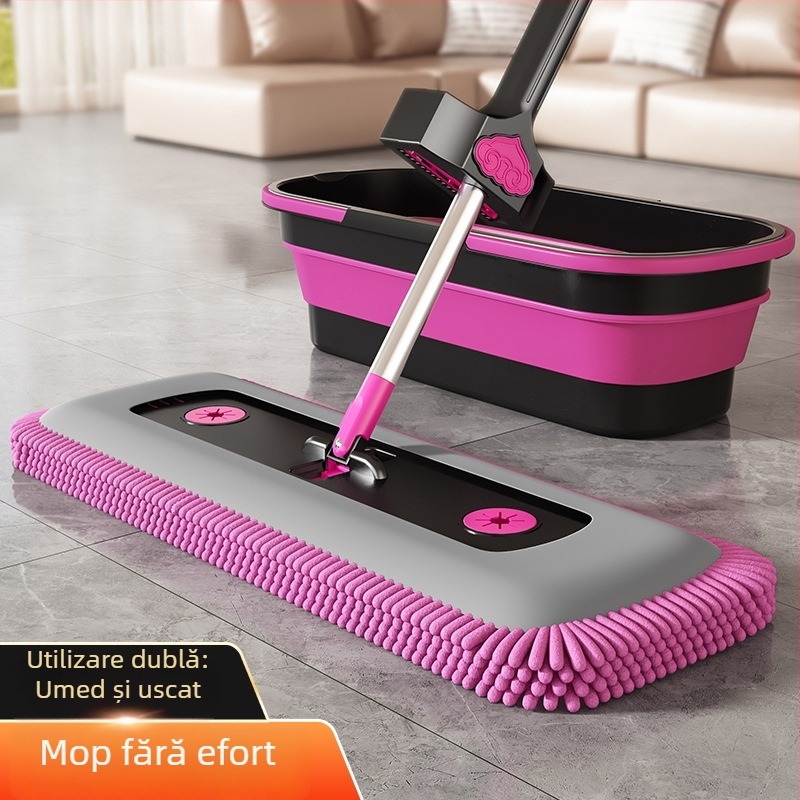 Mop plat mov din chenille, fără atingere cu mâna, pentru uz casnic, model 2025
