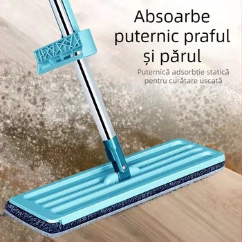 Mop plat fără atingere pentru uz casnic – curățare uscată și umedă, absorbant din microfibră
