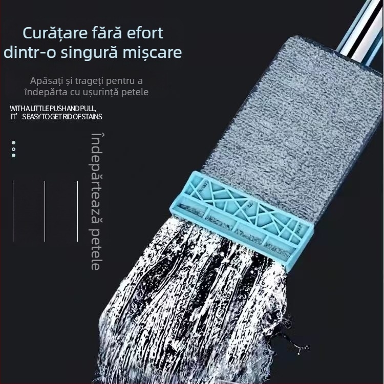 Mop plat fără atingere pentru uz casnic – curățare uscată și umedă, absorbant din microfibră