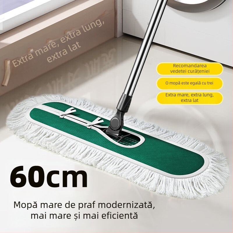 Mop plat, lățime 60 cm, cap de mop unic, pentru podele din lemn, marmură și plăci ceramice