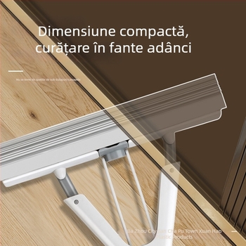 Mop cu burete, cap din cauciuc-bumbac, tija din oțel inoxidabil, mecanism pliabil de stoarcere, 130 cm telescopic, pentru curățenie în casă