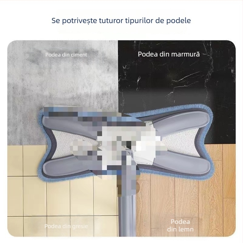Mop plat în formă de fluture, cu stoarcere fără atingere pentru curățare uscată și umedă
