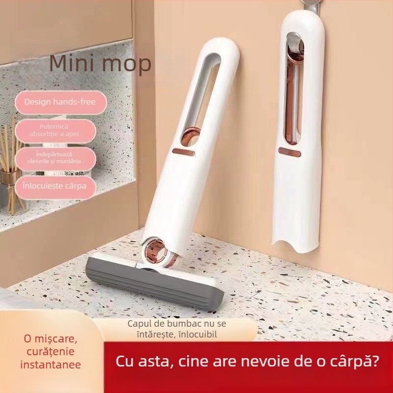 Mop mini multifuncțional de birou, manual, fără clătire, burete absorbant pentru curățenie în casă