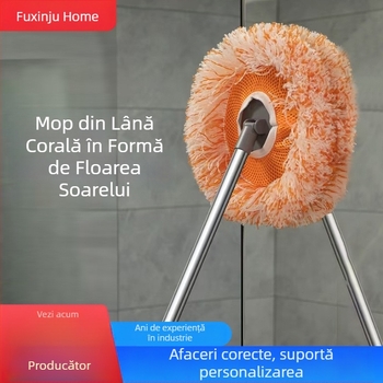 Mop floarea-soarelui – multifuncțional, rotund, în formă de floare, pentru curățarea tavanului și uz casnic