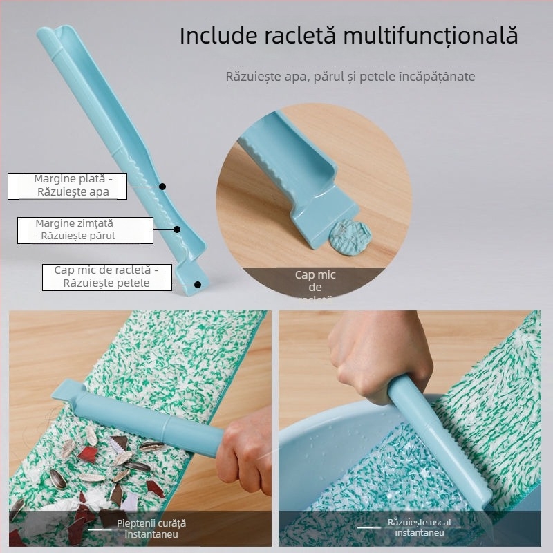 Meiliya mop plat cu placă din aluminiu și cârpă lipicioasă, tip 60, cap de țesătură și perie HC081864