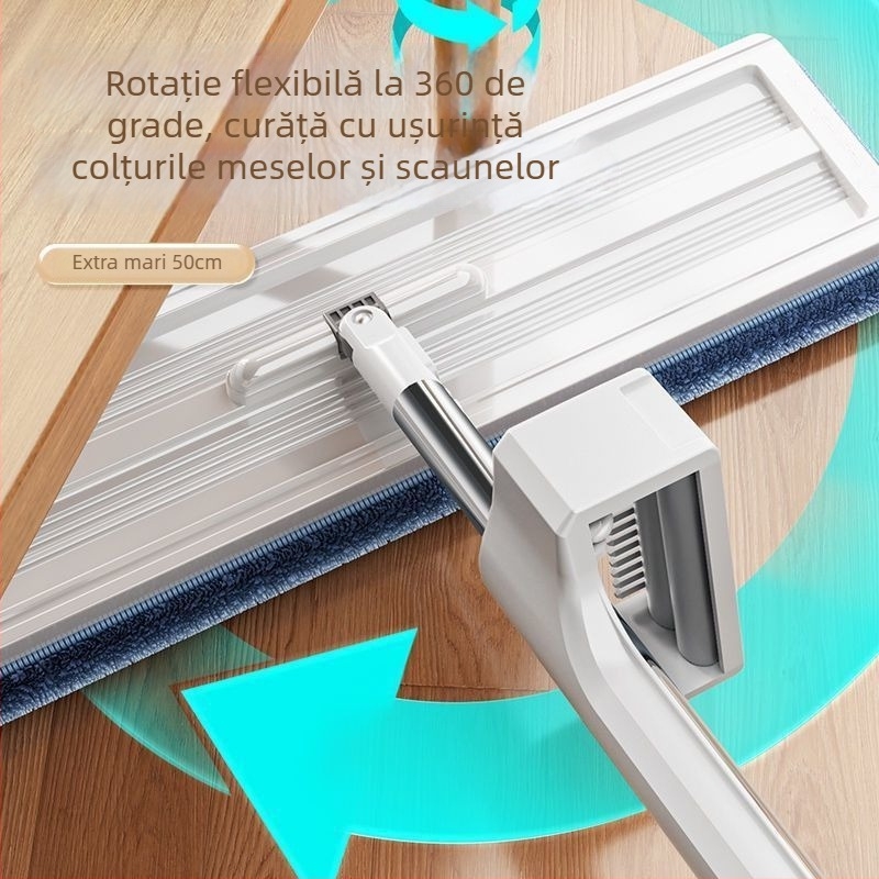 Mop comercial extra mare, 60 cm, fără atingere cu mâna, pentru curățare uscată și umedă în casă