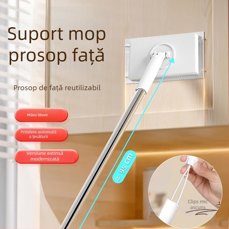 Mop plat din microfibră cu clemă pentru țesătură, curățare fără atingere, mini pentru uz casnic