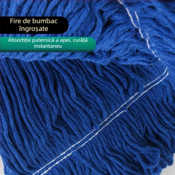Mop cu clips, cap din fire de bumbac îngroșate, detașabil, mâner din oțel inoxidabil, finisaj color pentru curățenie în spital