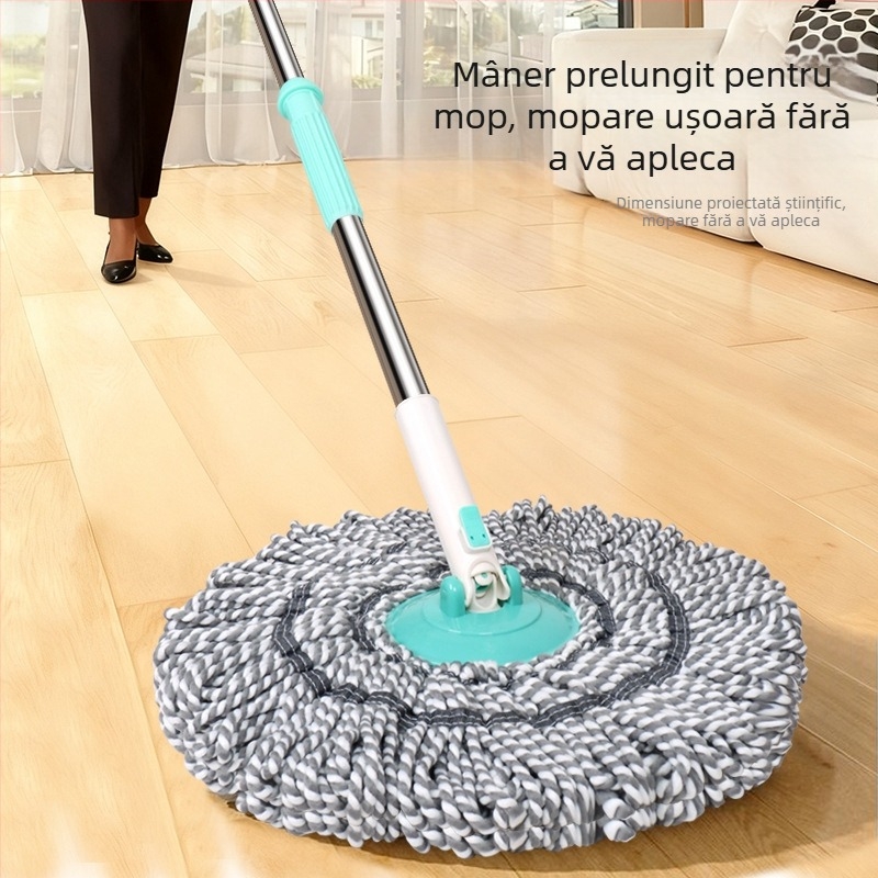 Mop cu stoarcere fără atingere, cap rotativ, pentru curățare uscată și umedă