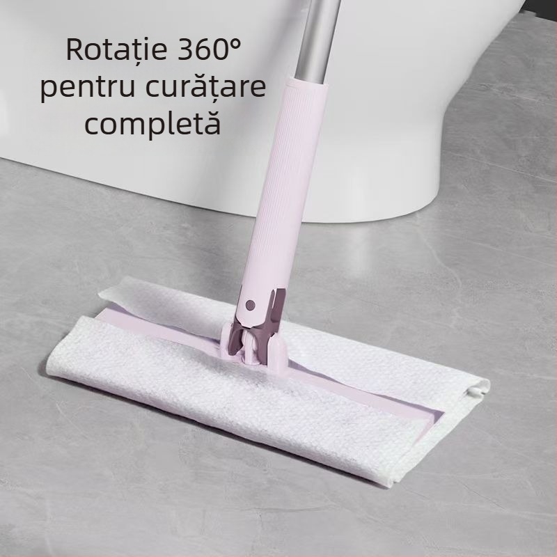 Mop cu prosop pentru față, prindere și eliberare automate, fără atingere manuală, uscat și umed, mop plat pentru curățenie în gospodărie