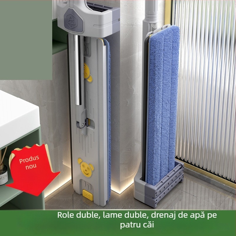 Mop plat mare pentru uz casnic, fără atingere cu mâinile, utilizare duală umedă și uscată pentru curățarea plăcilor.