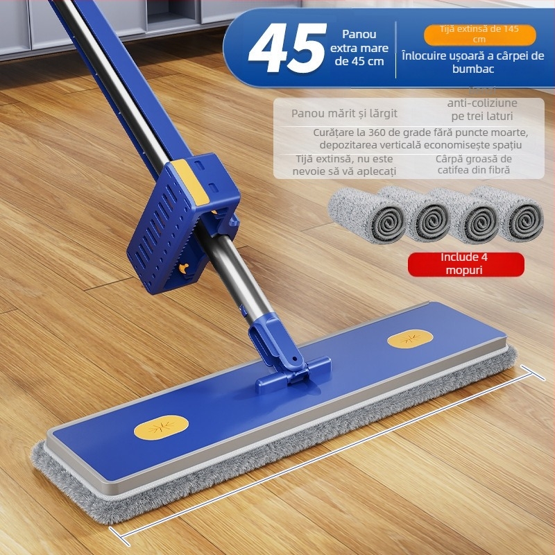 Mop plat, fără atingere, pentru uz casnic, curățare într-un singur pas, absorbție mare, ușor de folosit