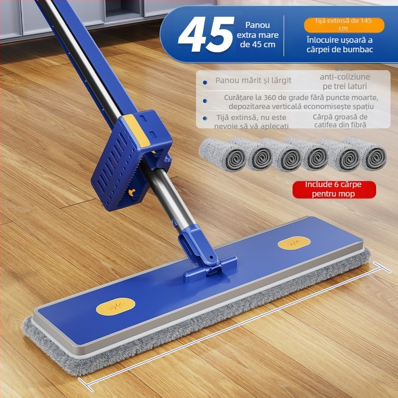 Mop plat, fără atingere, pentru uz casnic, curățare într-un singur pas, absorbție mare, ușor de folosit
