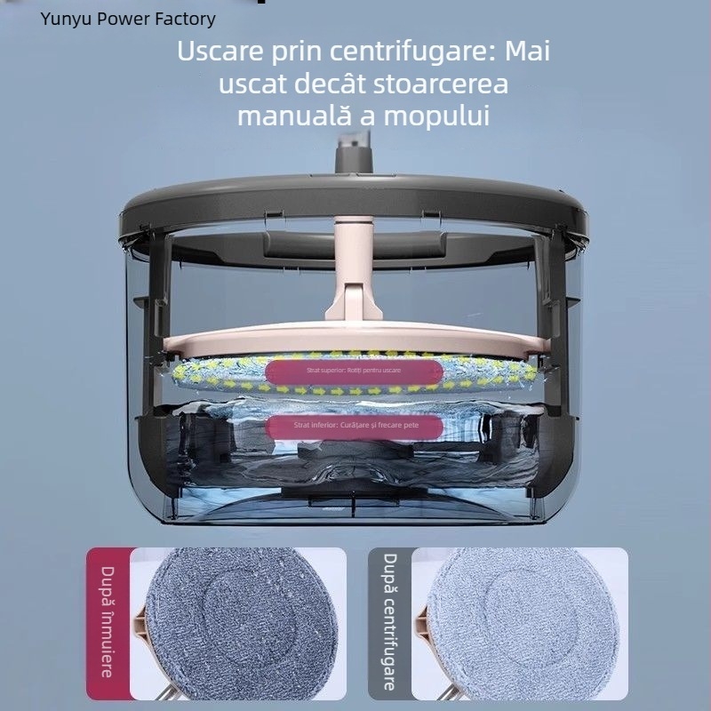 Mop rotativ automat fără atingere pentru uz casnic, dual pentru uscat și ud, mop plat pentru podele