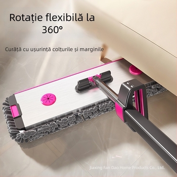 Mop plat chenille pentru uz casnic, absorbant, fără stoarcere manuală, două moduri pentru curățare uscată și umedă, acoperire pentru suprafețe mari