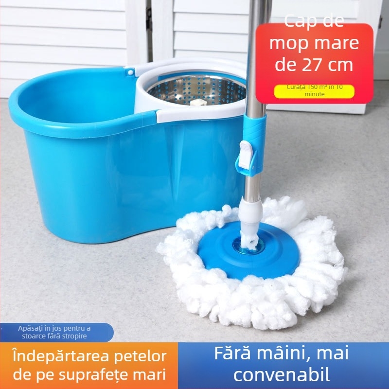 Set mop rotativ cu curățare umedă și uscată fără atingere, găleată pentru mop casnic