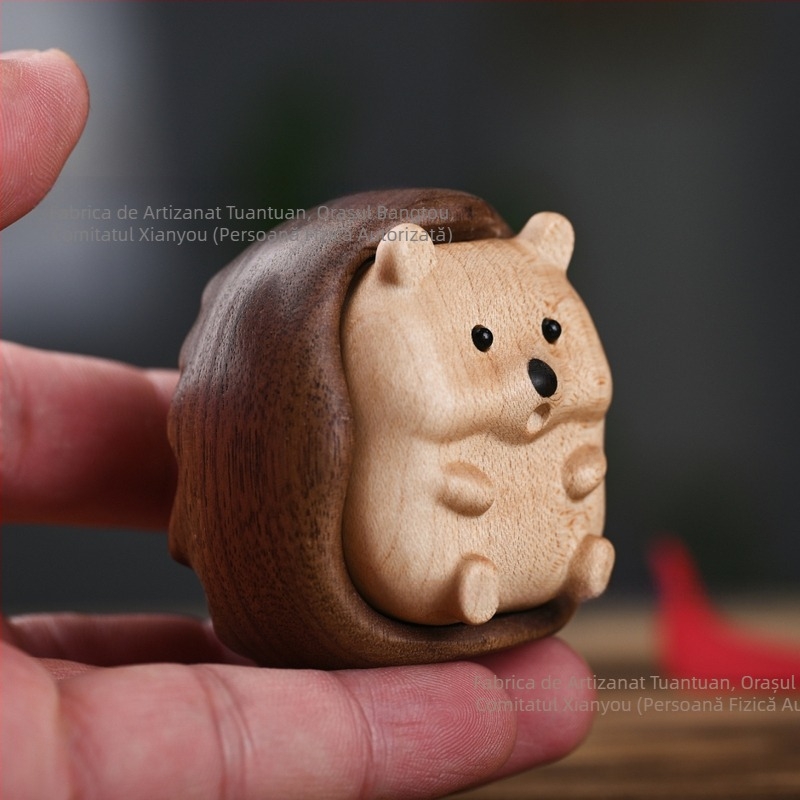 Arici din fag — ornament mic din lemn masiv, portabil, design creativ